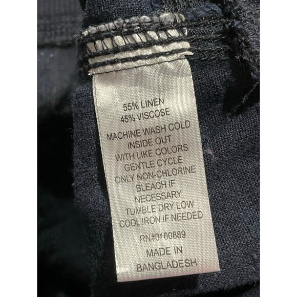 Mia & Tess Linen Pull On Pants Wide Leg Cropped Womens Size Large Navy Blue - Picture 7 of 10